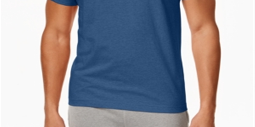 Camiseta masculina Alfani Slub com decote em V, azul, tamanho P