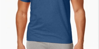 Camiseta masculina Alfani Slub com decote em V, azul, tamanho P