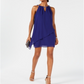 Vestido de coquetel sem mangas de chiffon feminino Jessica Howard, azul, tamanho 4 P
