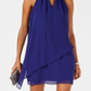 Vestido de coquetel sem mangas de chiffon feminino Jessica Howard, azul, tamanho 4 P