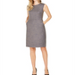Vestido tubinho feminino Anne Klein com zíper mesclado, sem mangas, gola alta, acima do joelho, para usar no trabalho, azul, tamanho 10