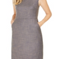 Vestido tubinho feminino Anne Klein com zíper mesclado, sem mangas, gola alta, acima do joelho, para usar no trabalho, azul, tamanho 10