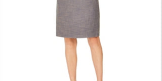 Vestido tubinho feminino Anne Klein com zíper mesclado, sem mangas, gola alta, acima do joelho, para usar no trabalho, azul, tamanho 10