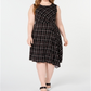 Vestido assimétrico estampado feminino Alfani, preto, tamanho 3X
