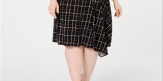 Vestido assimétrico estampado feminino Alfani, preto, tamanho 3X