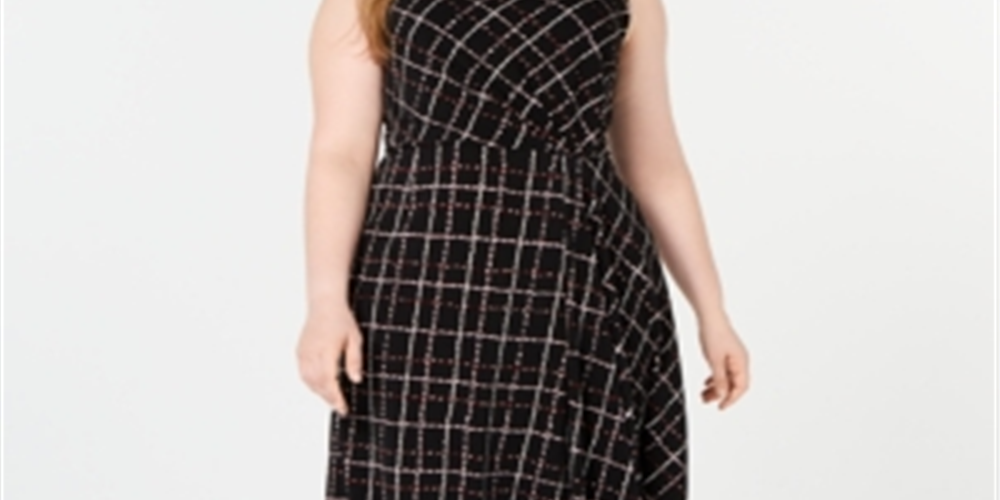 Vestido assimétrico estampado feminino Alfani, preto, tamanho 3X