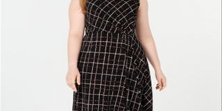 Vestido assimétrico estampado feminino Alfani, preto, tamanho 3X