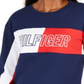 Tommy Hilfiger Moletom feminino curto com gola redonda e logotipo, azul, tamanho pequeno