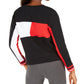 Camiseta feminina Tommy Hilfiger Color Block manga comprida preta tamanho X-G
