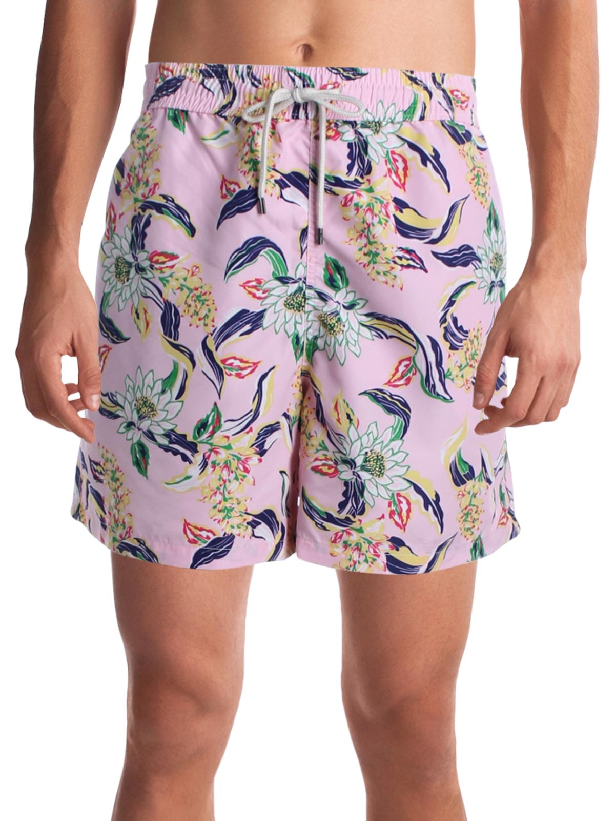 Polo Ralph Lauren Masculino Traveler Estampa Floral Beachwear Calção de Banho Rosa Tamanho XX-G
