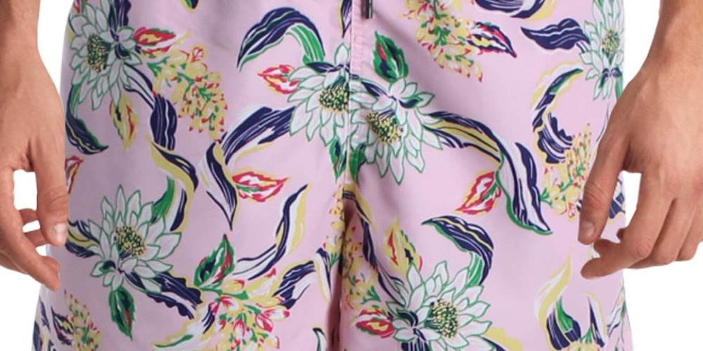 Polo Ralph Lauren Masculino Traveler Estampa Floral Beachwear Calção de Banho Rosa Tamanho XX-G