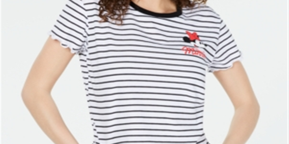 Camiseta listrada da Minnie Mouse Love Tribe Juniors, preta, tamanho GG