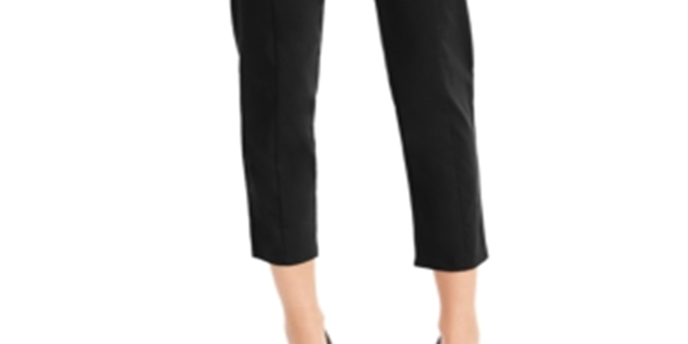 Calça skinny feminina com cadarço e tornozelo JM Collection, preta, tamanho pequeno