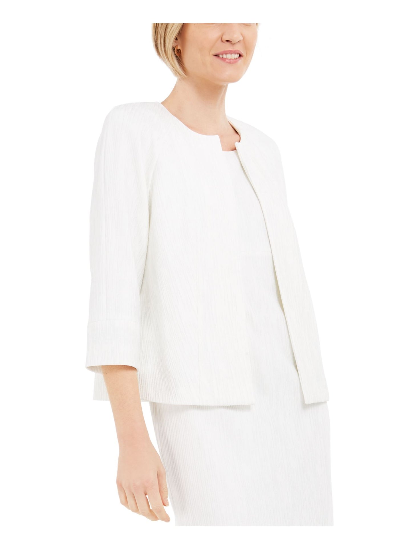 Jaqueta texturizada feminina Kasper para uso no trabalho, nova, branca, tamanho 6, pequena