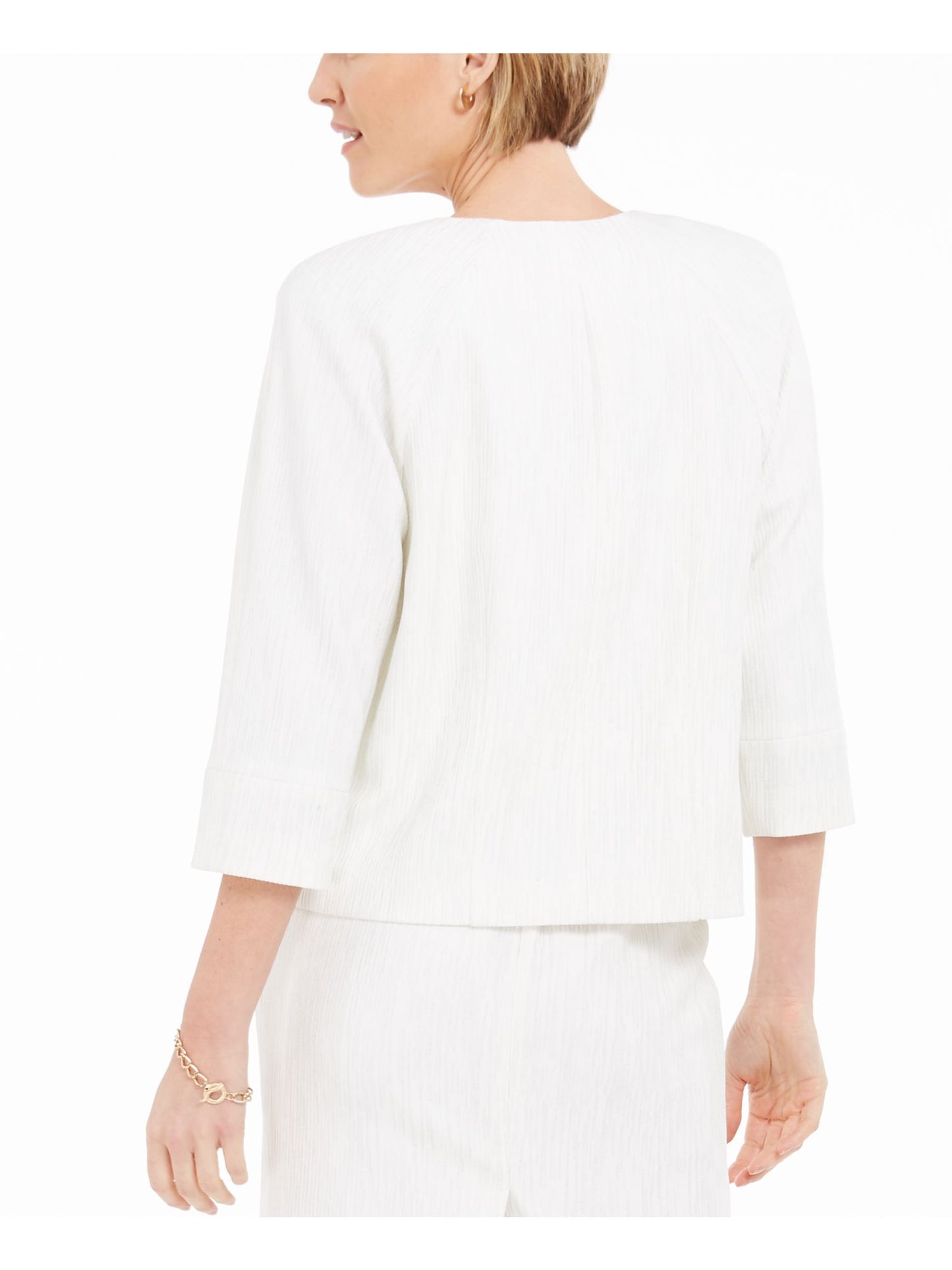 Jaqueta texturizada feminina Kasper para uso no trabalho, nova, branca, tamanho 6, pequena