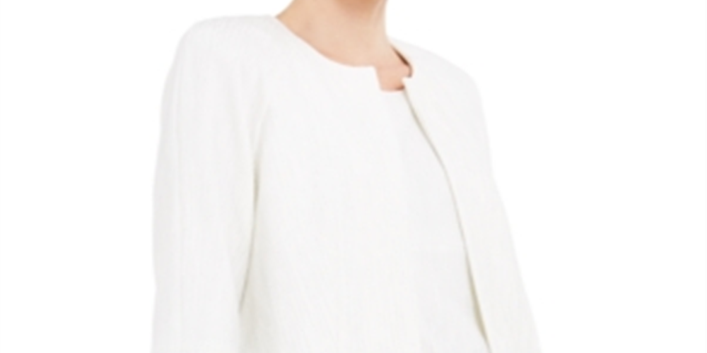 Jaqueta texturizada feminina Kasper para uso no trabalho, nova, branca, tamanho 6, pequena