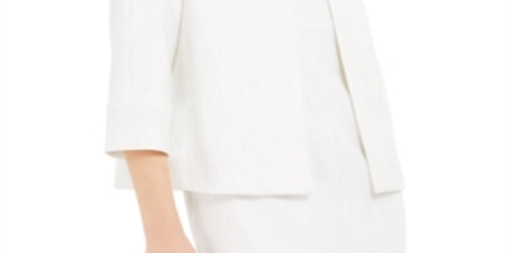 Jaqueta texturizada feminina Kasper para uso no trabalho, nova, branca, tamanho 6, pequena