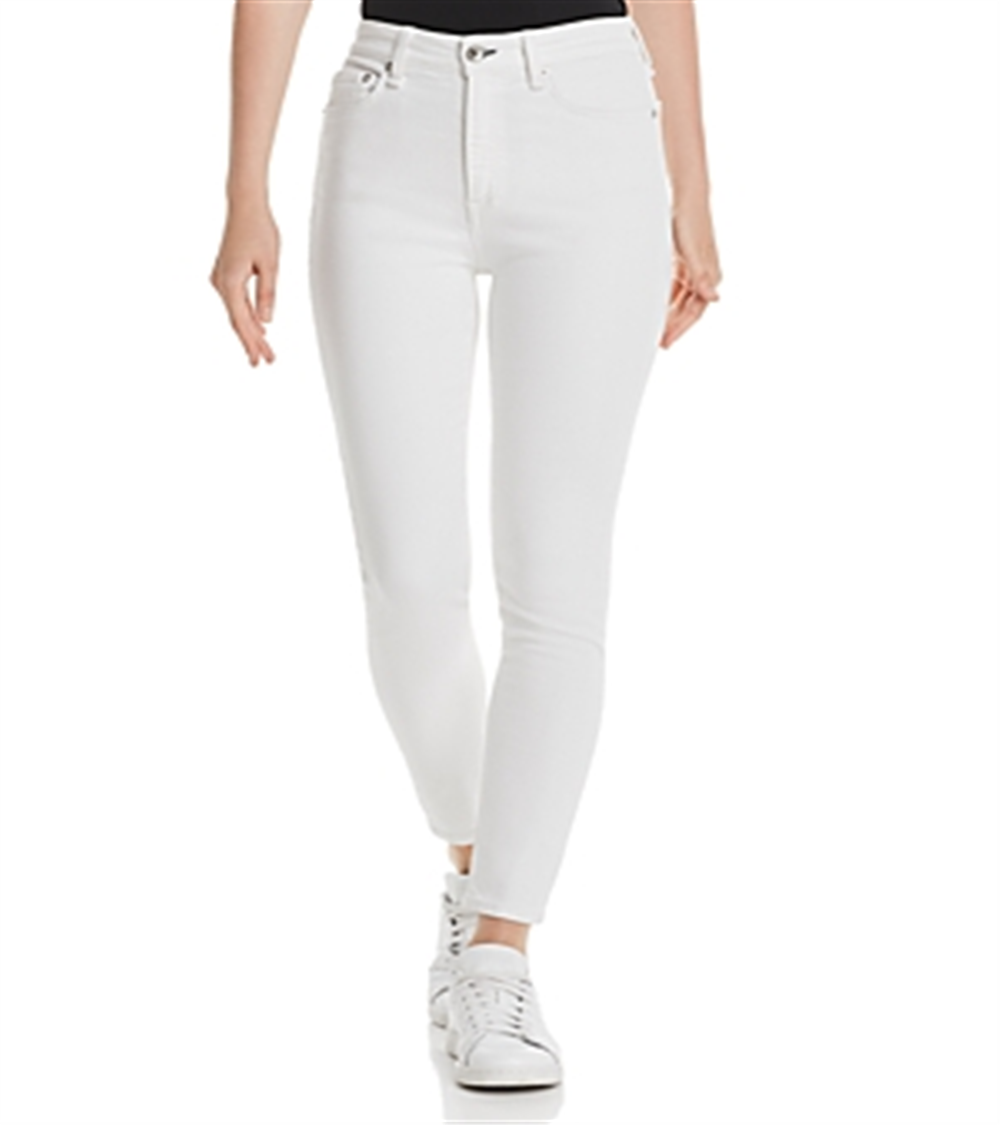 Calça jeans skinny Rag &amp; Bone feminina, cintura alta, branca, tamanho 24