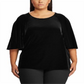 Camiseta Ralph Lauren Plus Velvet Manga Flutter Feminina Preta Tamanho 3X