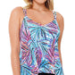 Top de natação feminino estampado com costura princesa Swim Solutions, azul, tamanho 16