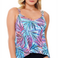 Top de natação feminino estampado com costura princesa Swim Solutions, azul, tamanho 16