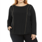 Blusa Calvin Klein Feminina Gola Redonda com Detalhe de Tachas Preta Tamanho 1X