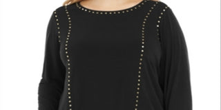 Blusa Calvin Klein Feminina Gola Redonda com Detalhe de Tachas Preta Tamanho 1X