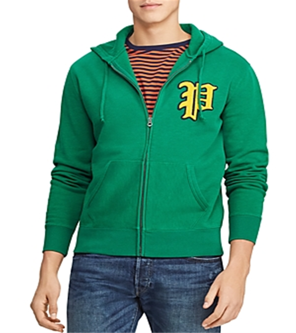 Polo Ralph Lauren Masculino Yale Patch Front Fleece Hoodie Verde Tamanho X-G