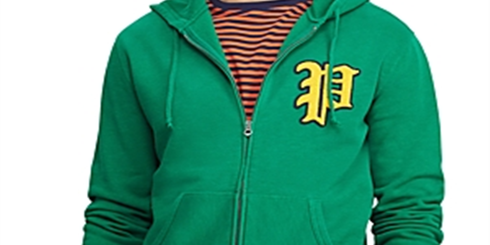 Polo Ralph Lauren Masculino Yale Patch Front Fleece Hoodie Verde Tamanho X-G