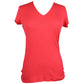 Camiseta feminina canelada de manga curta INC, rosa, tamanho médio