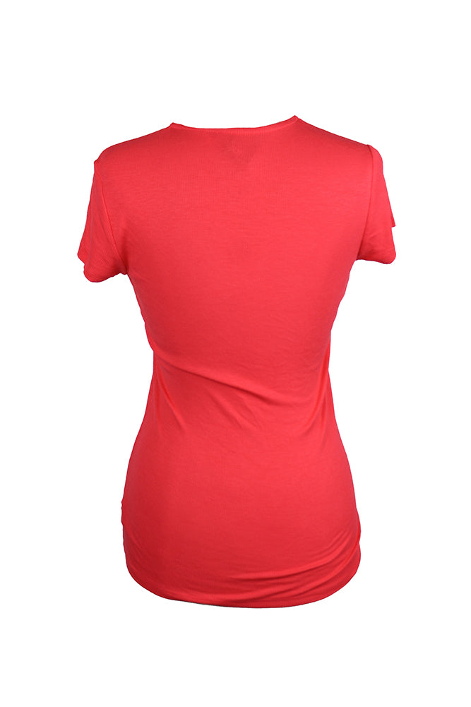 Camiseta feminina canelada de manga curta INC, rosa, tamanho médio