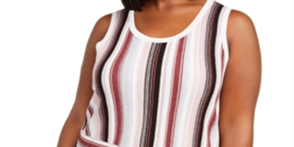 Suéter feminino listrado com torção lateral INC International Concepts, vinho, tamanho 4X