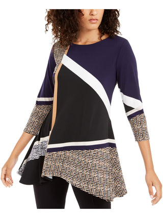 Túnica Alfani Feminina Estampada Alta Baixa Preta Tamanho X-Grande