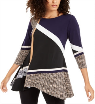 Túnica Alfani Feminina Estampada Alta Baixa Preta Tamanho X-Grande