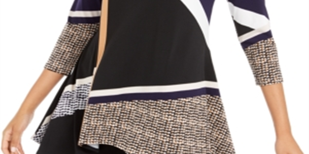 Túnica Alfani Feminina Estampada Alta Baixa Preta Tamanho X-Grande