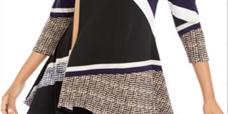 Túnica Alfani Feminina Estampada Alta Baixa Preta Tamanho X-Grande