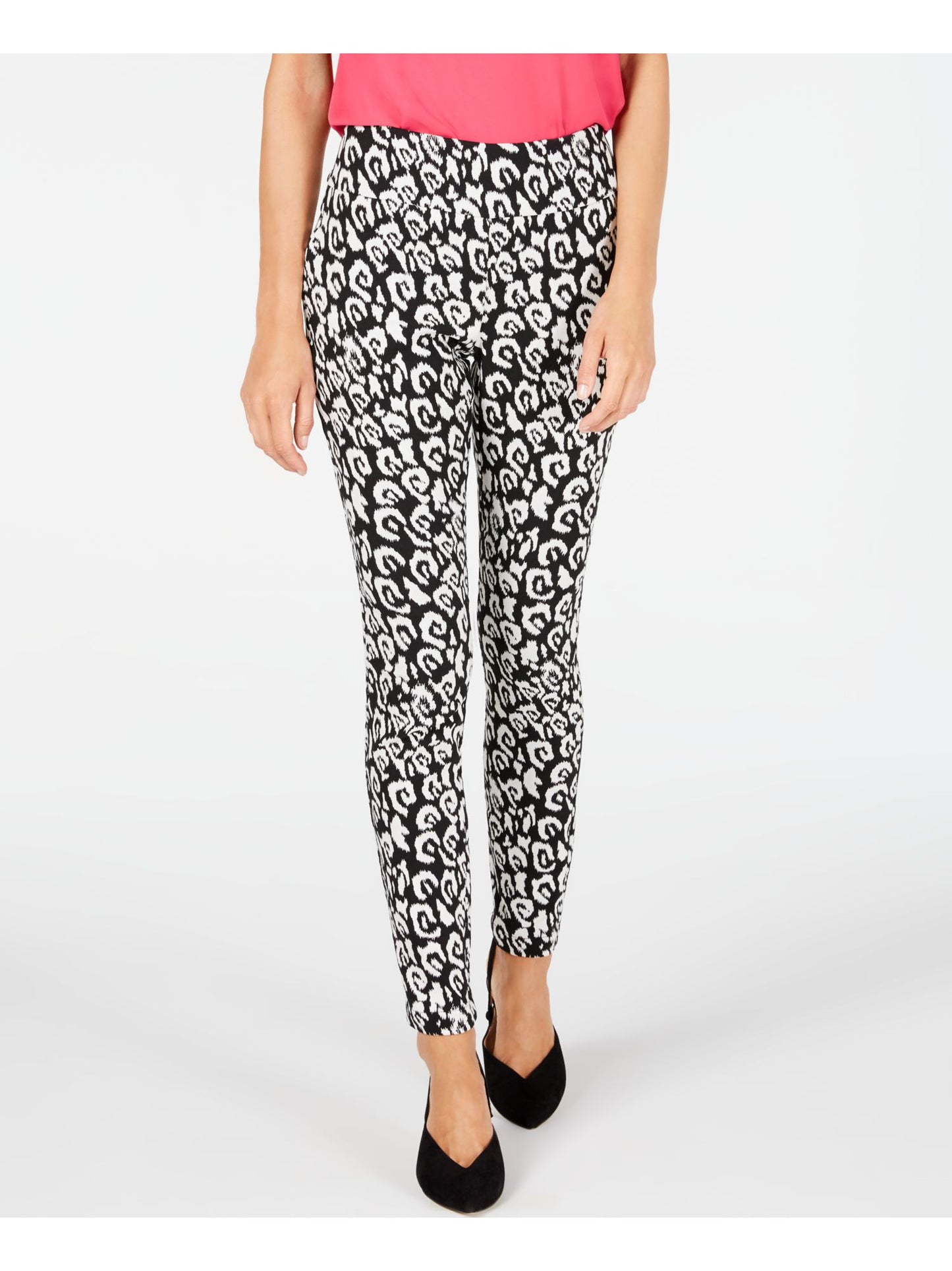 Calça skinny feminina com estampa de leopardo da INC International Concepts, preta, tamanho 8