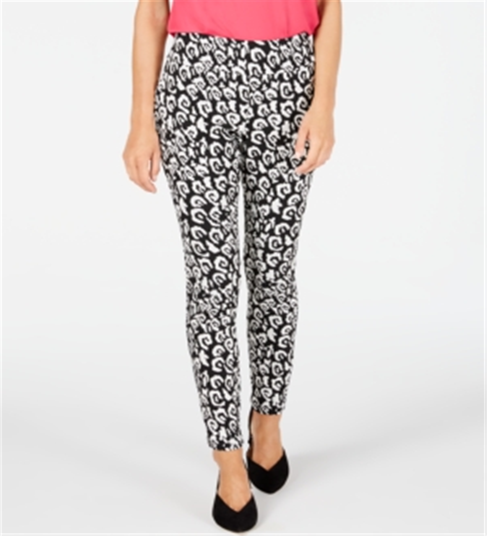 Calça skinny feminina com estampa de leopardo da INC International Concepts, preta, tamanho 8