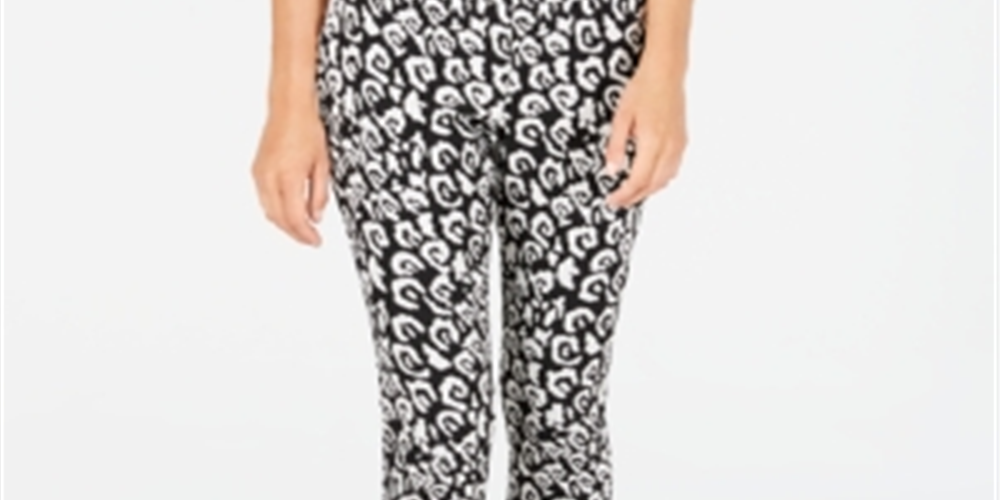Calça skinny feminina com estampa de leopardo da INC International Concepts, preta, tamanho 8