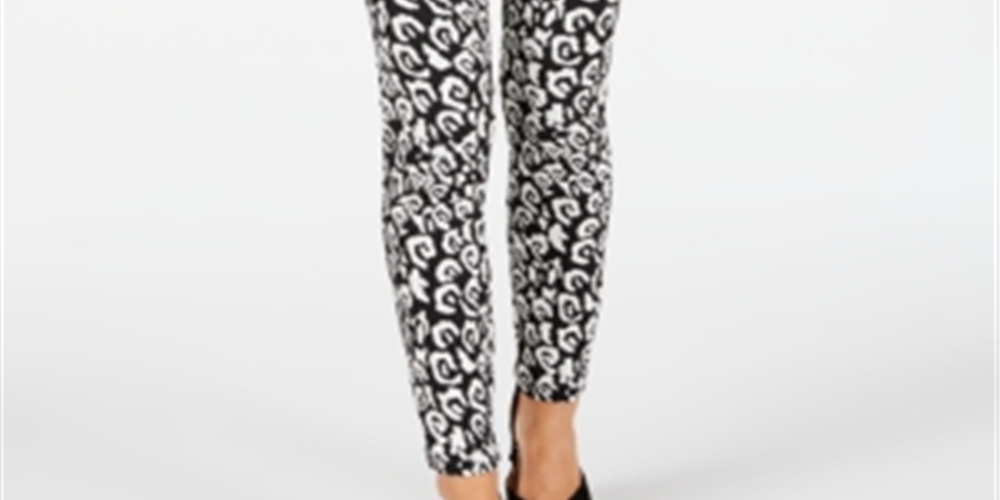 Calça skinny feminina com estampa de leopardo da INC International Concepts, preta, tamanho 8