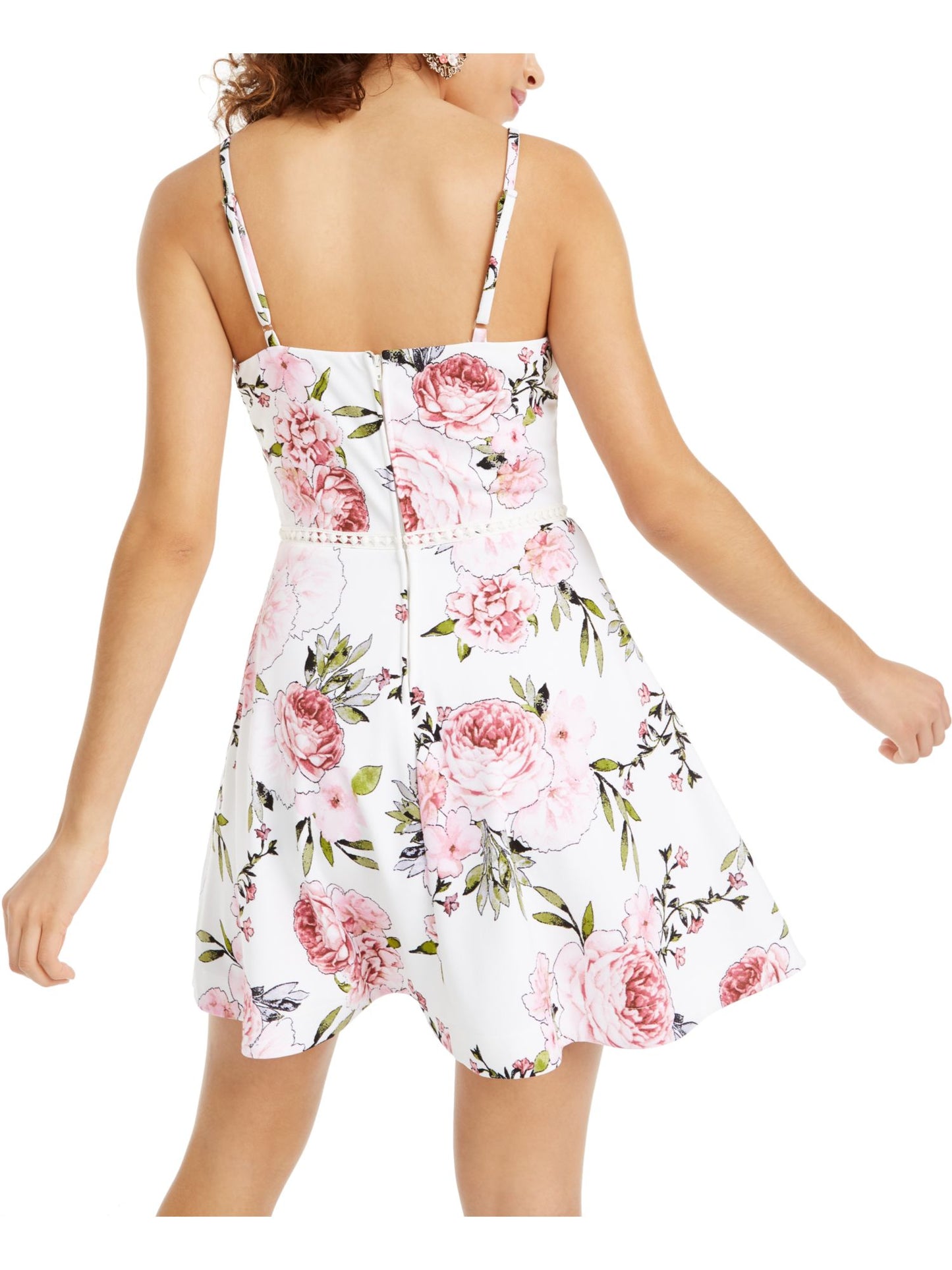 Vestido de coquetel floral mini feminino sem palavras, tamanho 3, branco