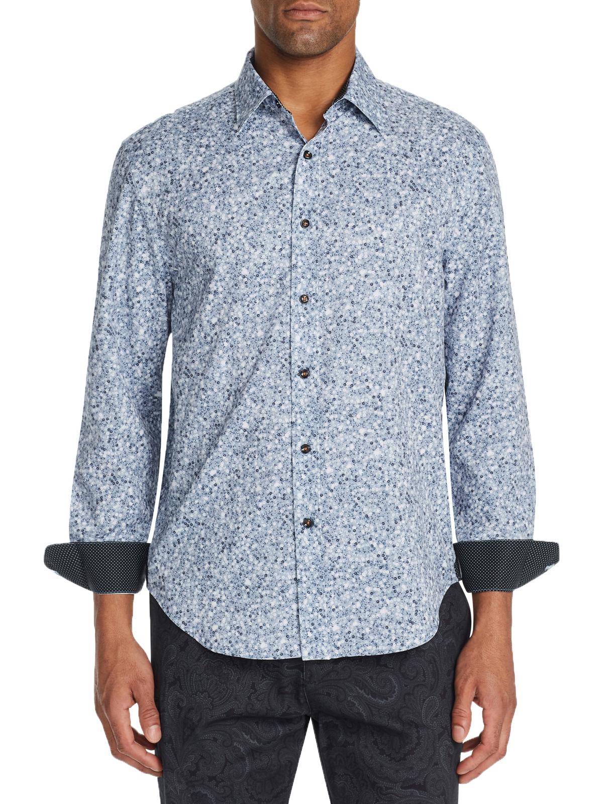 Camisa Masculina Tallia com Estampa de Lantejoulas e Botões para Performance, Cinza, Tamanho Médio