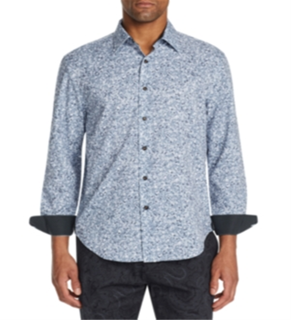 Camisa Masculina Tallia com Estampa de Lantejoulas e Botões para Performance, Cinza, Tamanho Médio