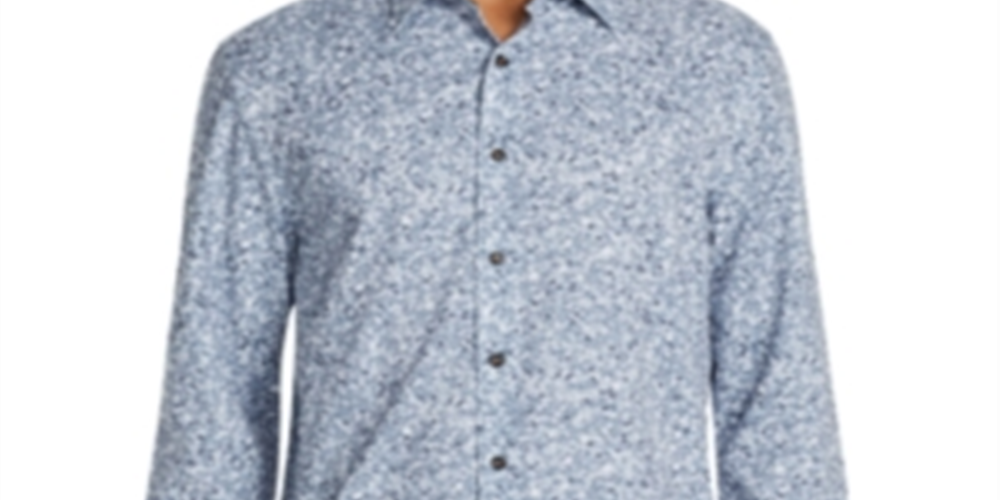 Camisa Masculina Tallia com Estampa de Lantejoulas e Botões para Performance, Cinza, Tamanho Médio