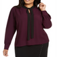 Blusa Calvin Klein Plus Size Feminina com Amarração no Pescoço Roxa Tamanho 3XL