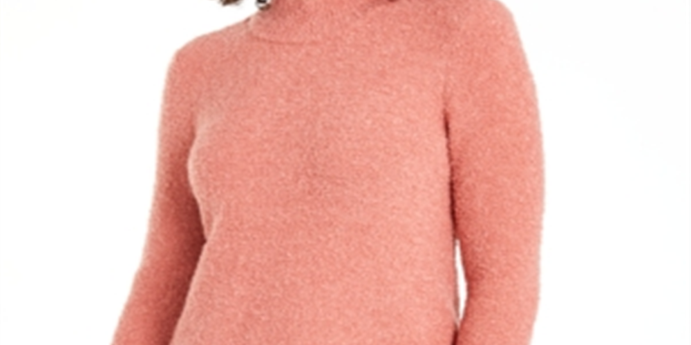 Suéter feminino Alfani com gola falsa e bouclé, rosa, tamanho extrapequeno