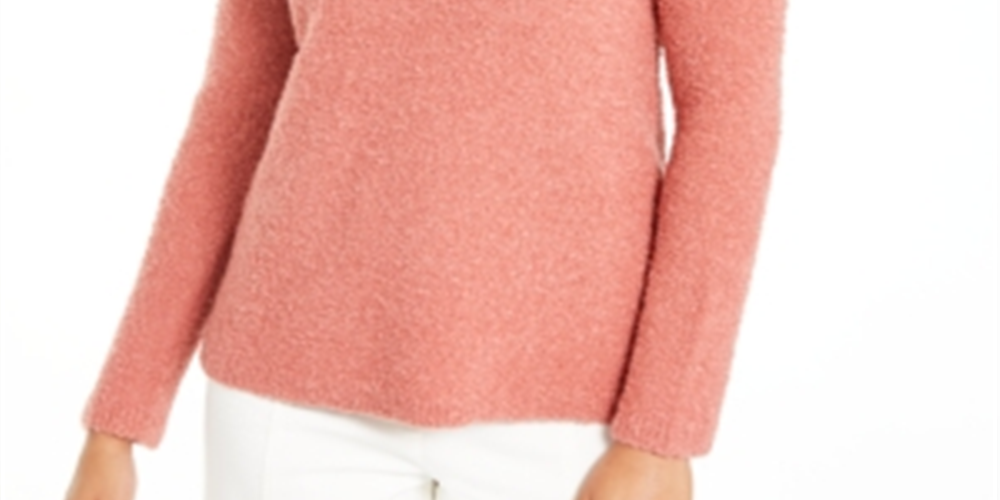 Suéter feminino Alfani com gola falsa e bouclé, rosa, tamanho extrapequeno