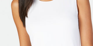 Blusa feminina Alfani sem mangas com decote em joia - branca, tamanho M