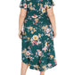 Vestido floral feminino BCX de manga curta e comprimento chá, tamanho XX-G, verde