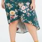 Vestido floral feminino BCX de manga curta e comprimento chá, tamanho XX-G, verde